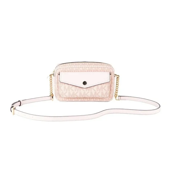 Michael Kors Jet Set Medium Pocket Camera Bag Crossbody Powder Blush Nwt  $348